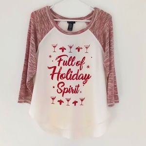 Joei & I Full Of Holiday Spirit 3/4 Sleeve Tee Shirt Size PL